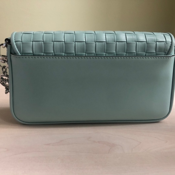 New Michael Kors Aqua Blue Woven Leather Convertible Crossbody & Shoulder Bag - Picture 7 of 9